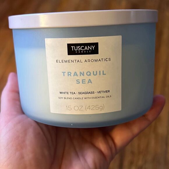 Tuscany Elemental Aromatics 3 Wick Candle Tranquil Sea 15 oz - Picture 1 of 5